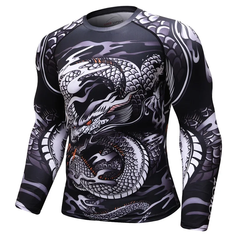 Brand New UFC BJJ MMA GYM Work Out Compression Rashguard T Shirt Men Exercise 3D Fitness Tights Bodybuild Cross Fit Rash Guard