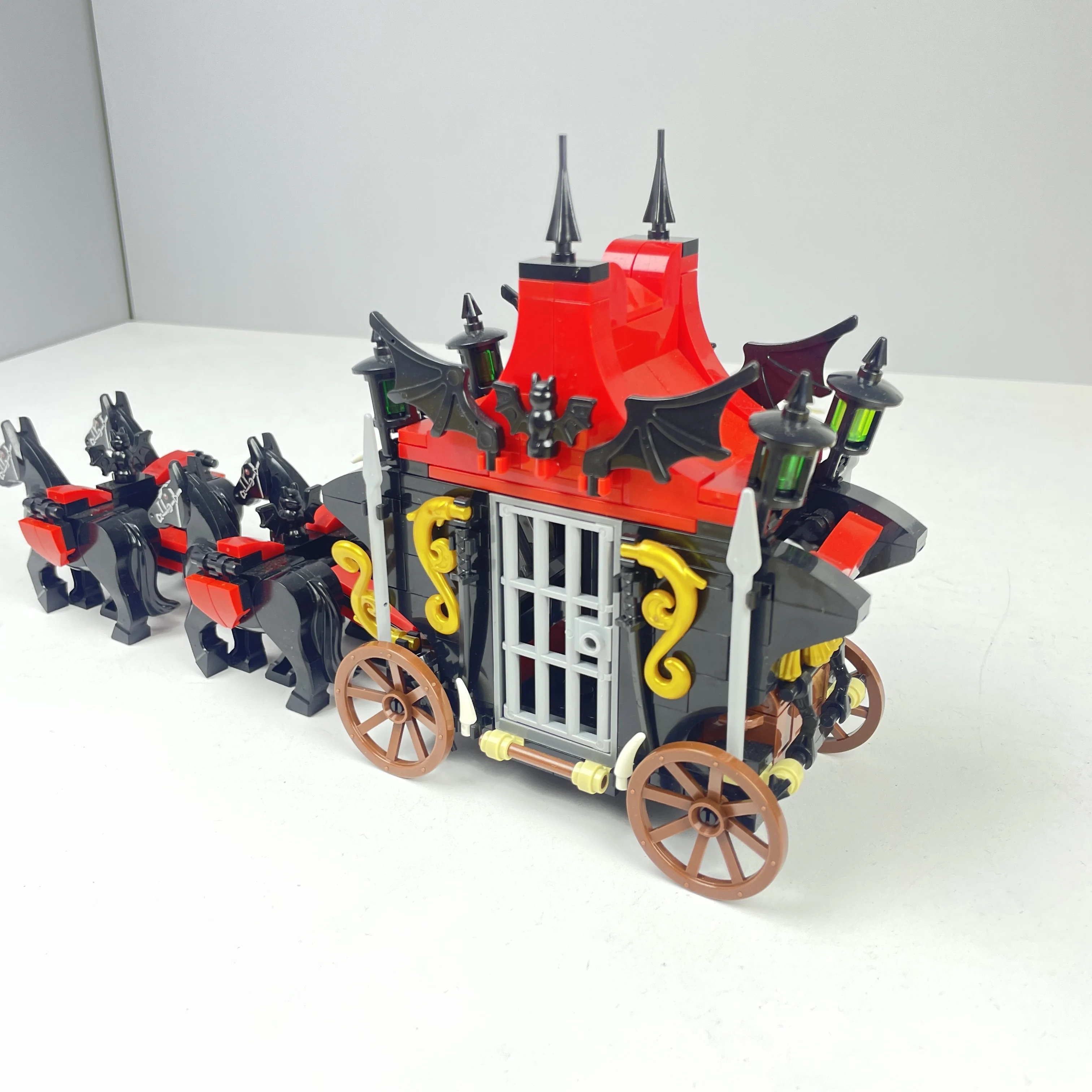 Vampire series Gothic dark block carriage puzzle block set, medieval block scene decoration, boys' holiday gift