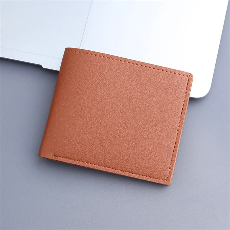 جديد الرجال قصيرة محفظة من جلد PU بسيطة بلون رقيقة الذكور حامل بطاقة الائتمان المحافظ المال الصغيرة الأعمال محفظة قابلة للطي #5