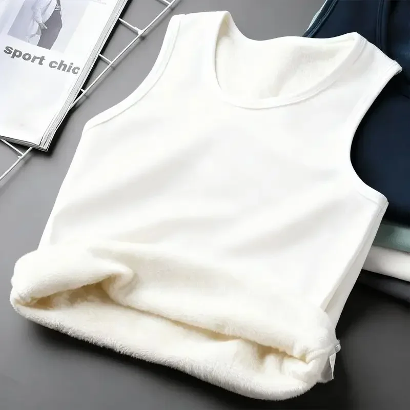 Winter-Thermoweste für Herren in Übergröße, mit Fleece gefüttert, dick, warm, ärmelloses Unterhemd, lässig – Detail 12