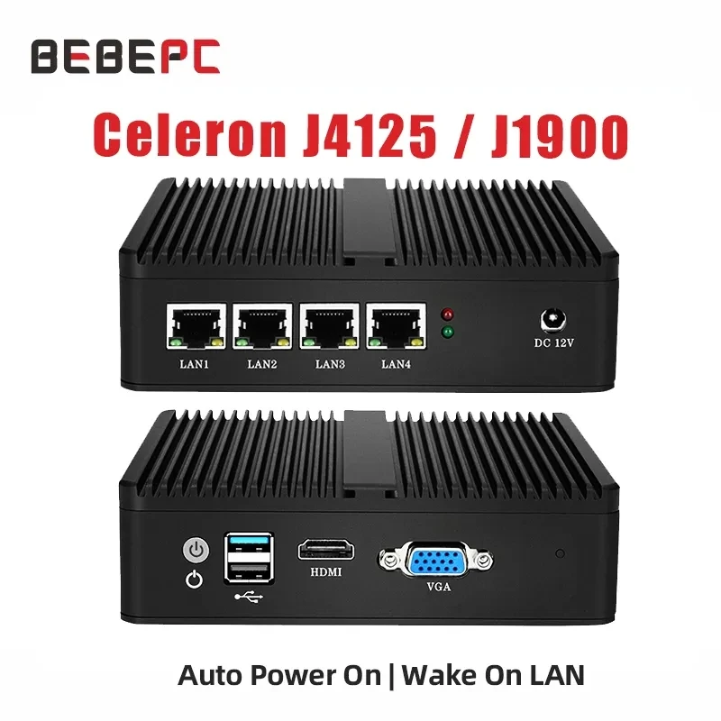 인텔 셀러론 J1900 N2830 미니 PC, 4개의 i226 LAN 포트, 1개의 HDMI 포트, 2개의 USB 포트, 우분투 리눅스, 방화벽 라우터 어플라이언스, 윈도우10 지원 썸네일 7