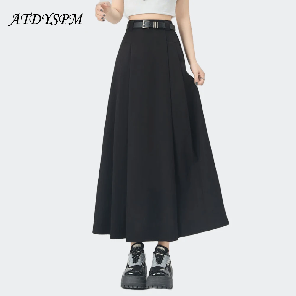 

High Waist Pleated Casual Skirts Women 2024 Spring Summer Office Lady Fashion All-Match Bodycon Long Skirt Female A-Line Skirts