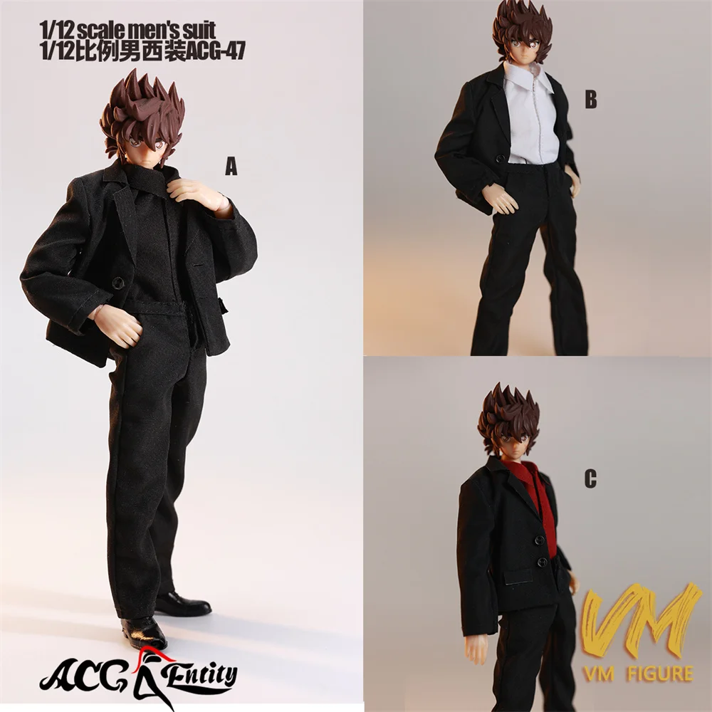

Мужской пиджак в масштабе 1/12 + рубашка без рукавов + брюки для костюма, модель одежды, аксессуар, подходит для 6-дюймовой мужской экшн-фигурки, тело куклы