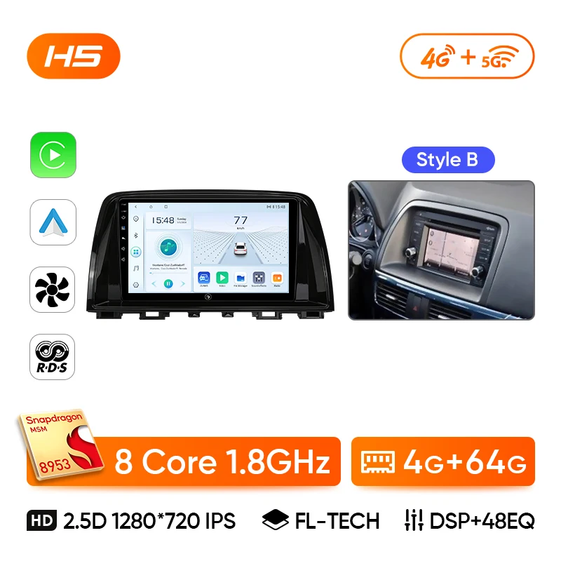 Ainavi autoradio voor Mazda CX5 CX-5 2012 2013 2014 2015 draadloze Carplay Android Auto stereo multimediaspeler WiFi 4G 2 Din