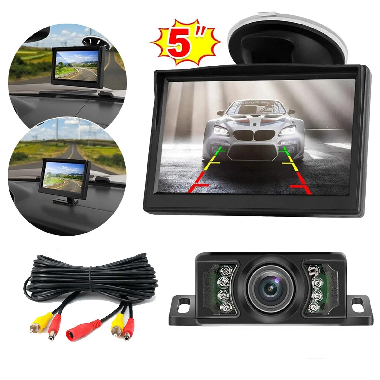 

Lastbus 5" Rear Monitor With Reverse Backup Camera For Car Truck Caravan 12V/24V Night Vision Kit