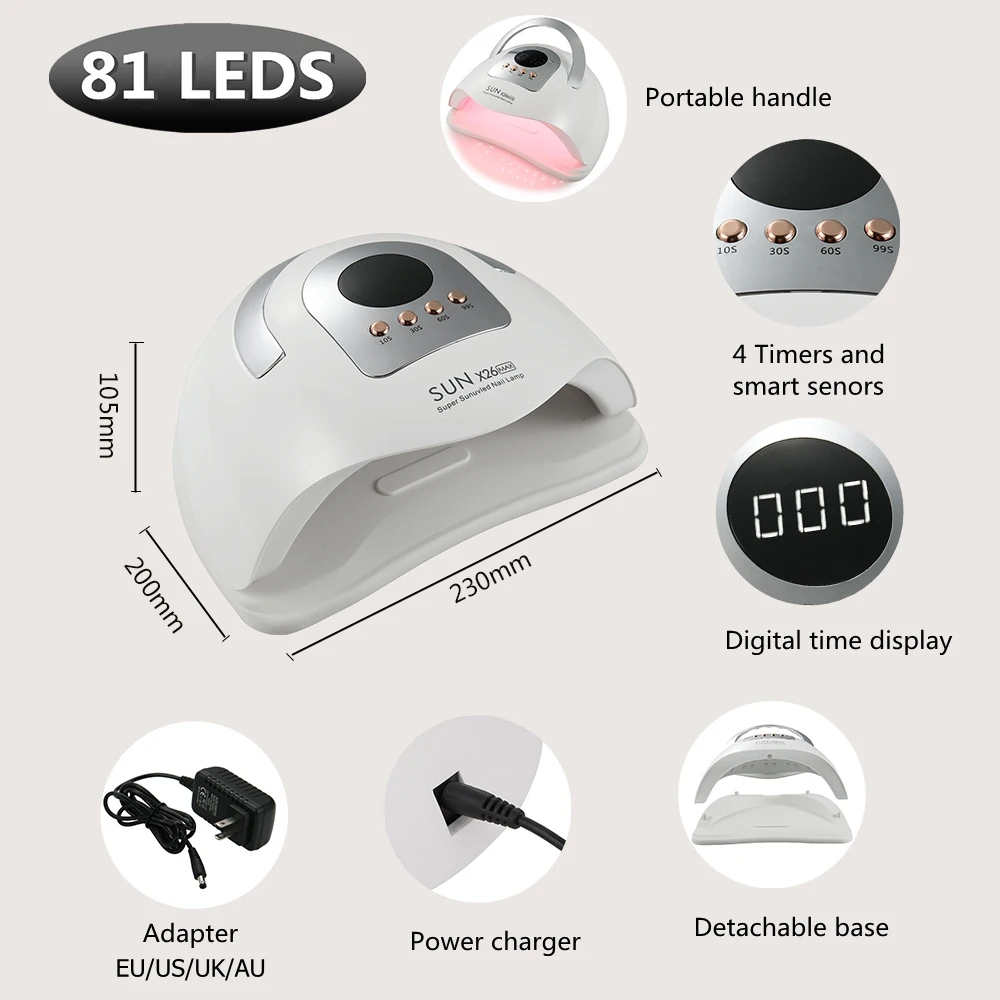 81Leds Nail Droger Machine Sun X26max Nagellamp Voor Nagels Gel Polish Uitharding Manicure Lamp Lcd Display Nail Light Tool