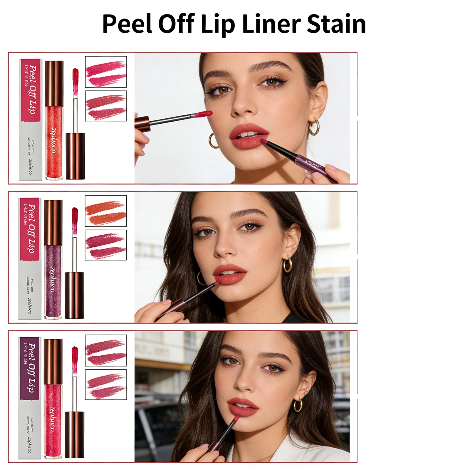 Peel off Lip Stain Long Lasting Waterproof Lip Gloss Lightweight Smooth Moisturizing Plump Smudge Proof Natural Color Rendering