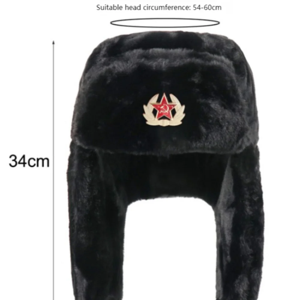 Russian Hats Ushanka Trooper Trapper Hat Warm Winter Hats Aviator Hat Faux Pilot Cap Hunting Hat with Ear Flaps