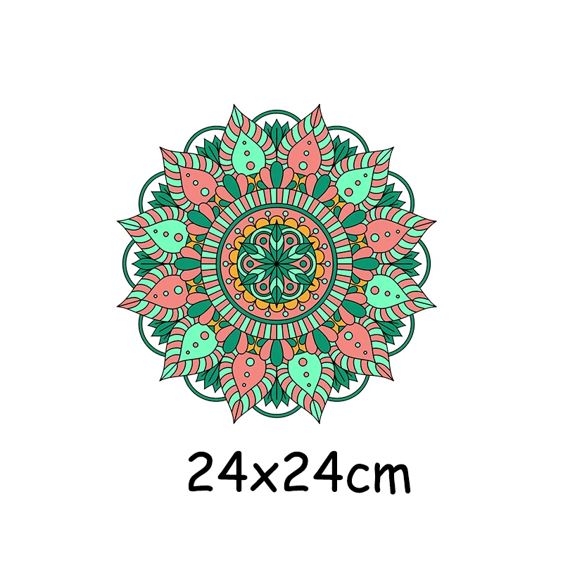 Iron On Patches Mandala Flowers Stripes Thermal Stickers On Clothes Heat Transfer Fusible Heat Transfer Vinyl Custom Patch