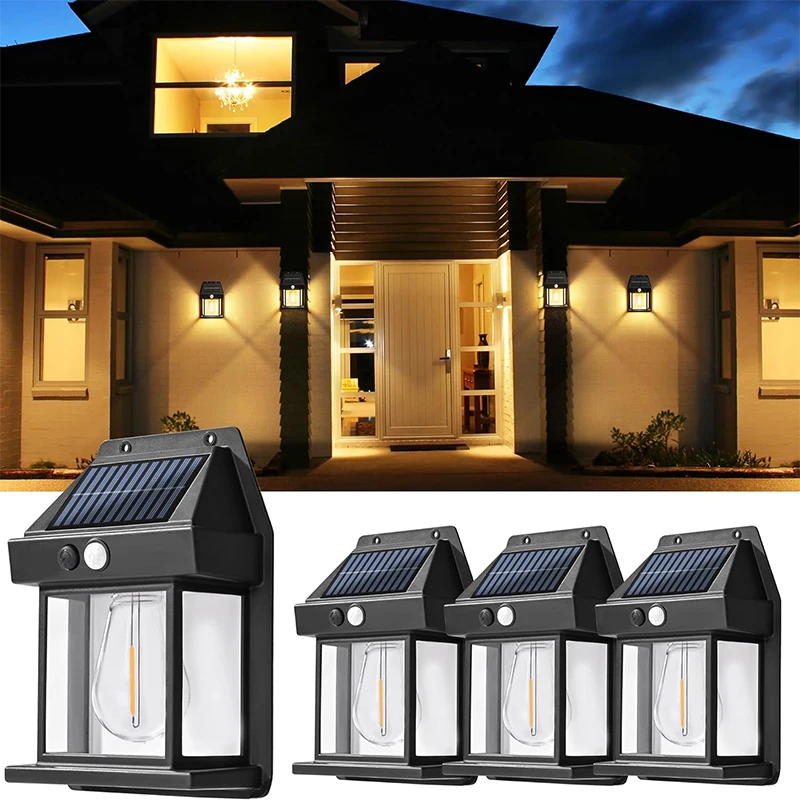 

Outdoor Solar Wall Lamp Waterproof Tungsten Filament Lamp Induction Lamp Household Light Garden Wall Light