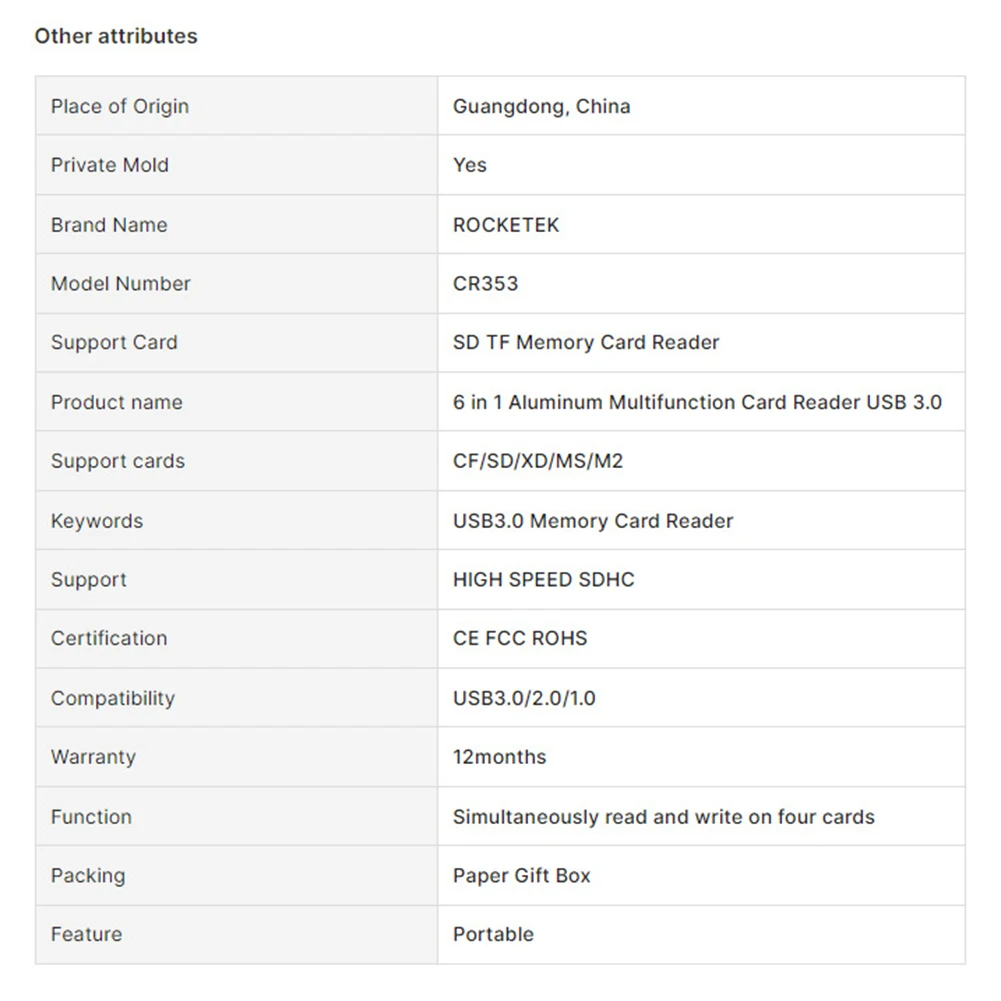 

6 в 1 CFexpress Тип B/CF/XD/MS/SD/TF Универсальный адаптер для чтения карт памяти 10 Гбит/с с кабелем для Windows XP OS