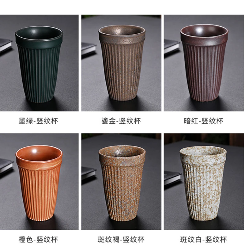 400ML Ceramic Coffee Cup of Cappuccino Ripples Minimalist Tumbler Stoneware Pottery Tea Cup Without Handle