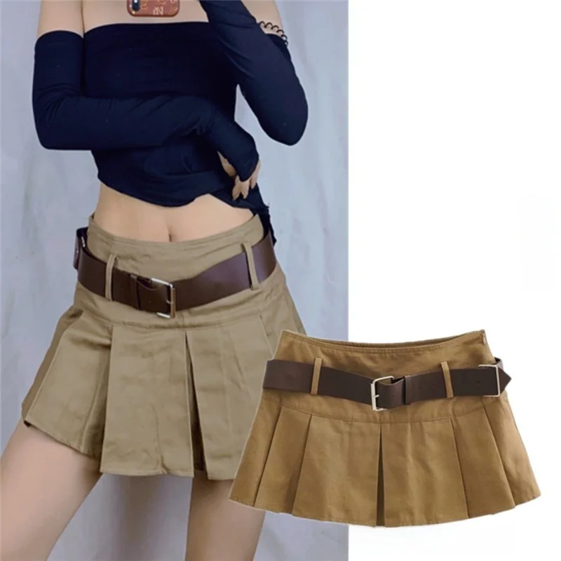 

Millennium Y2K Sle Юбка-миди с высокой талией и поясом Женские цветные универсальные брюки Se, юбка длиной f