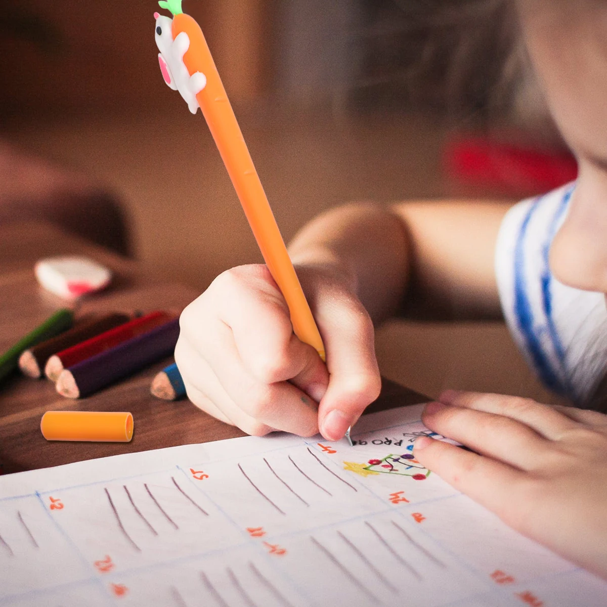 

6Pcs Creative Rabbit Carrot Gel Pen Tulip Shape Smooth Writing Gel Ink Pen for School Office Students Gift Collection