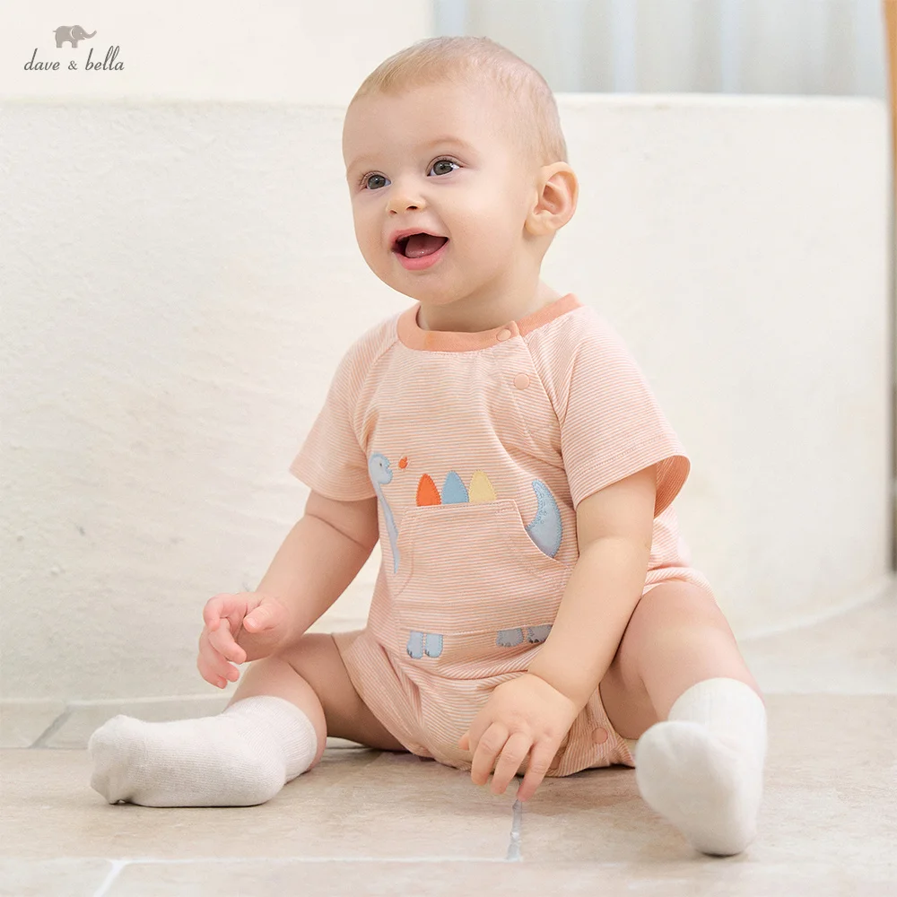 Dave Bella Baby Boys Summer Jumpsuit Newborn Clothes Short Sleeves Romper Pure Cotton Creeper Fashion Casual Comfort DB2261212