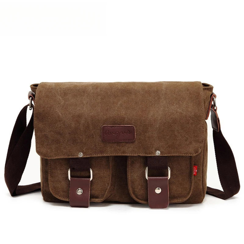 

1Unisex Portable Casual Canvas Bag Retro Bag Single Shoulder Bag Horizontal Crossbody Bag Handheld Briefcase