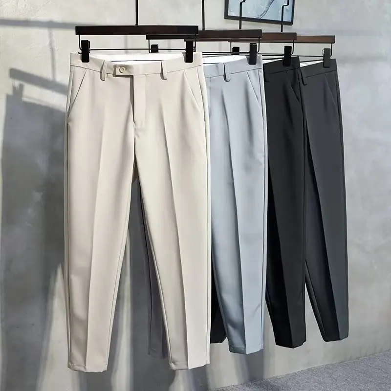 Knöchellange Slim-Fit-Hose für Herren, lässige Anzughose
