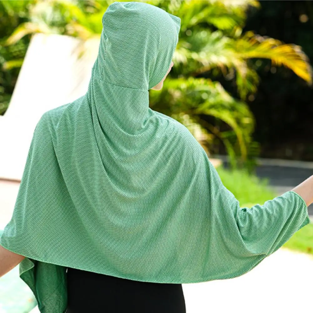 

Sun Protection Poncho Hooded Cooling Cape UV Protection Lightweight Foldable Beach Cover Windproof Outdoor Sunscreen Poncho with