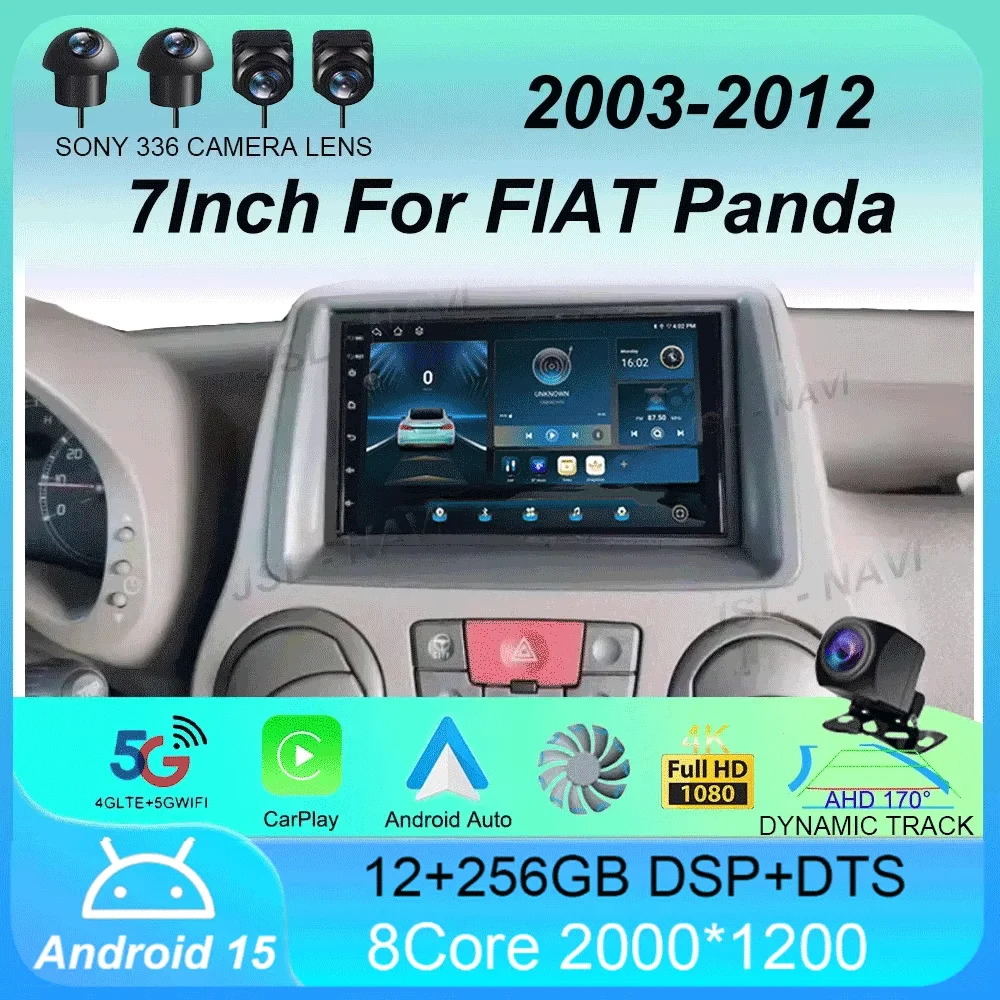 

7" Car Radio Android 15 For FIAT Panda 2003 2004 2005 2006 2007 -2012 Stereo Multimedia Player Navigation Autoradio Carplay Auto