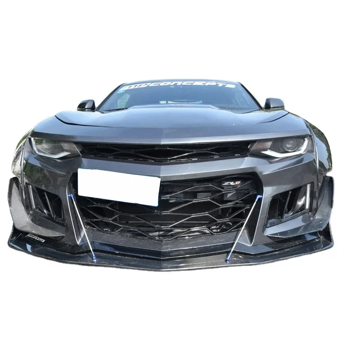 Newest wide body kit for Chev rolet Camaro ZL1 bumper wide fenders Carbon fiber front lip side skirts engine hood rear diffuser