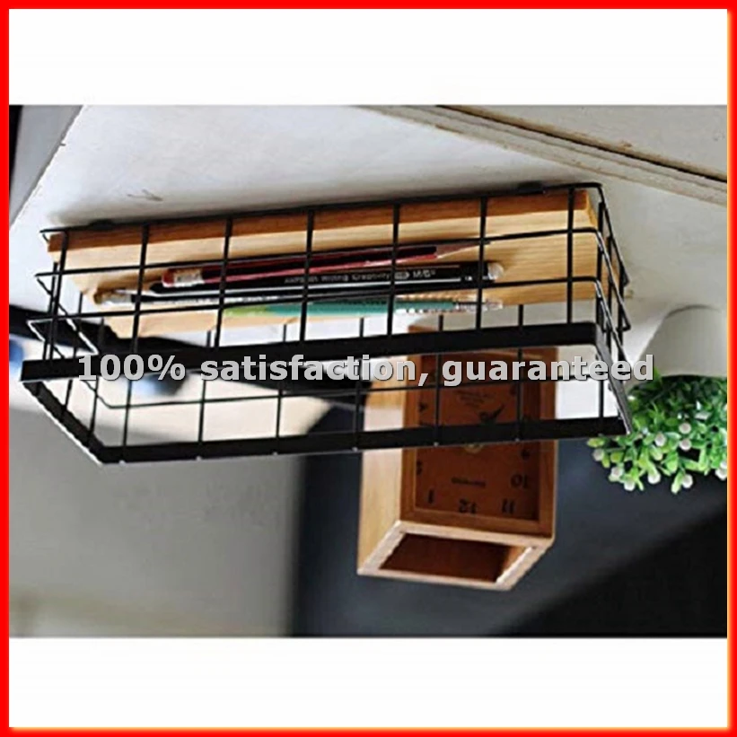 

Small Metal Wire Storage Basket in Farmhouse Storage Organizer with Wooden Bottom for Kitchen.-ABAM