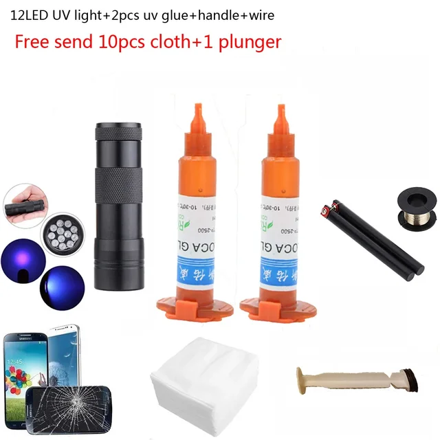 12 led UV światła 2 sztuk/partia 5g TP-2500 LOCA UV płyn optyczny wyczyść klej tp2500 uv klej do ekranu dotykowego samsung galaxy iPhone