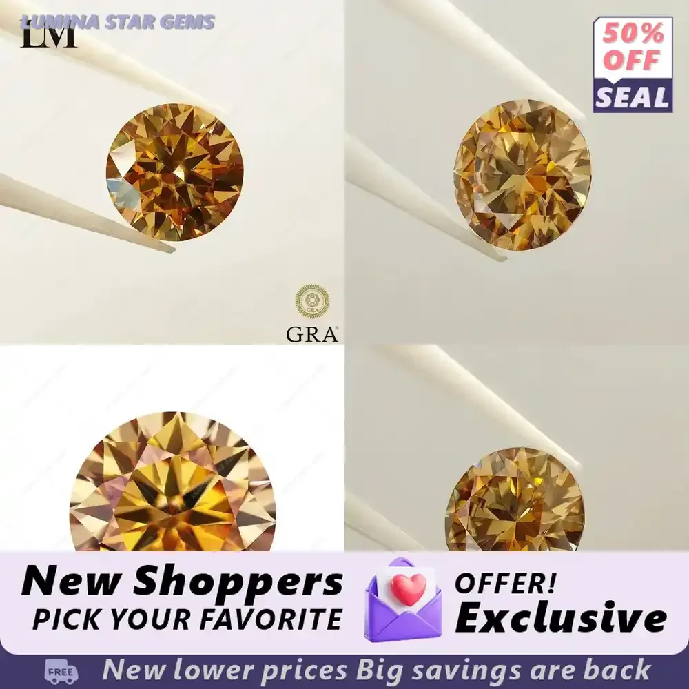 

Lab Grown Moissanite Champagne Colored Round Cut VVS1 for Custom Jewelry Making with Certificate for Lab Grown Sapphire
