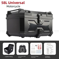 58L Motorcycle Trunk Helmet Box Universal ABS Plastic Top Tail Rear Luggage Storage Tool Cases Lock Waterproof Anti-Collision