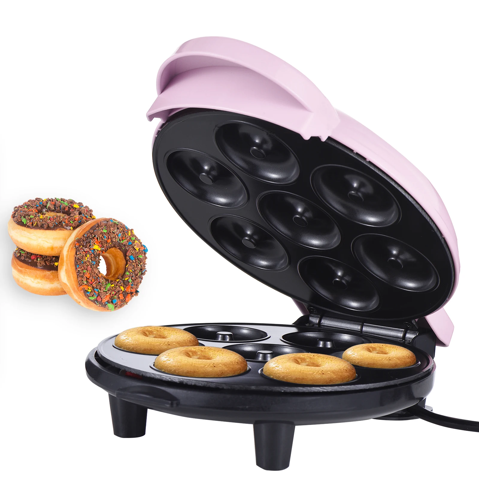 700W Electric Mini Donut Maker Machine Double-sided Heating Non-stick Coating for Breakfast Dessert Snack Family Party Bakeries