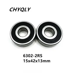 1Pcs 6302-2RS ball bearing 15x42x13 mm deep groove ball bearing High quality 6302RS 6302