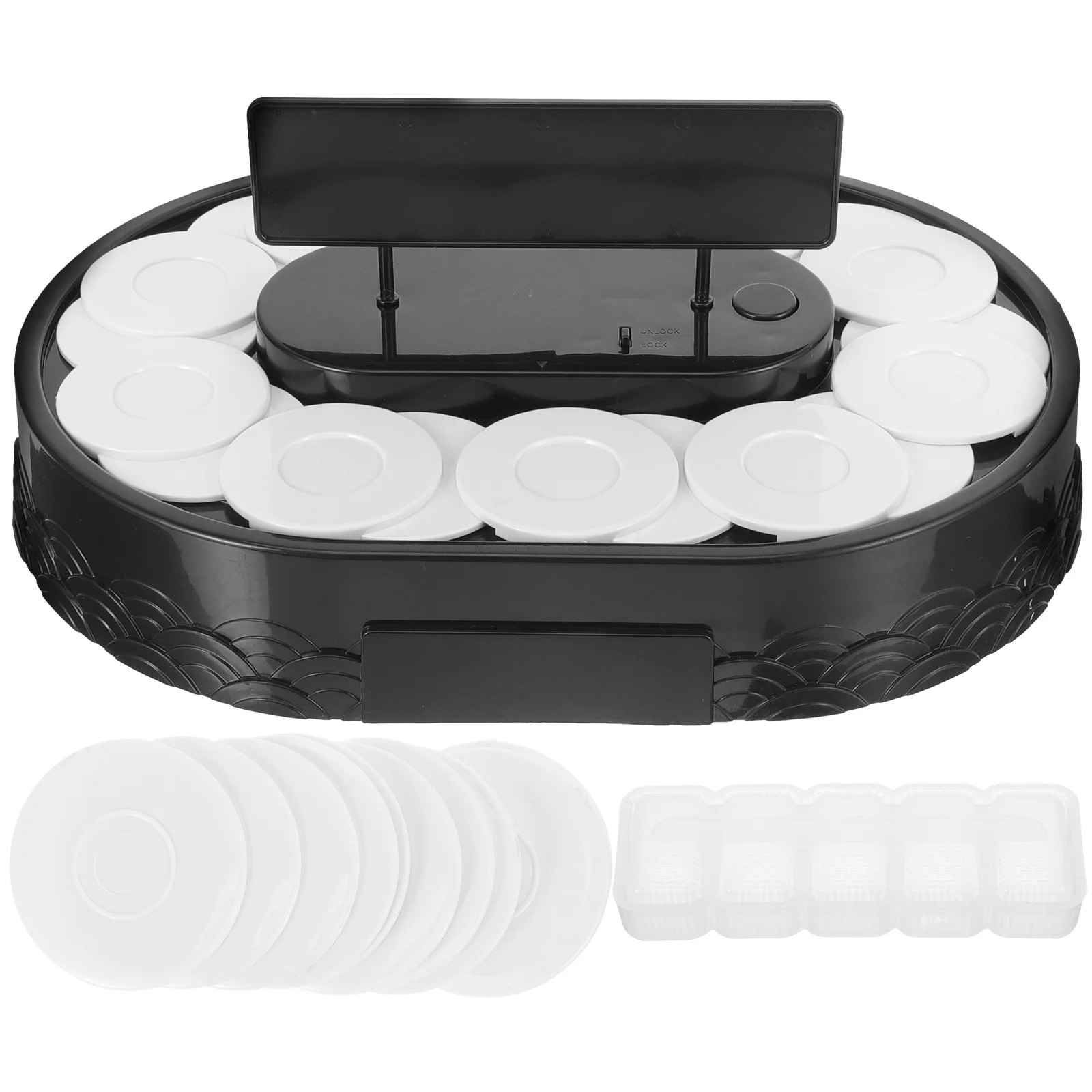 

Revolving Sushi Machine Rotating Stand Turntable Display Dessert Holder Showing Premium Practical Kitchen Use