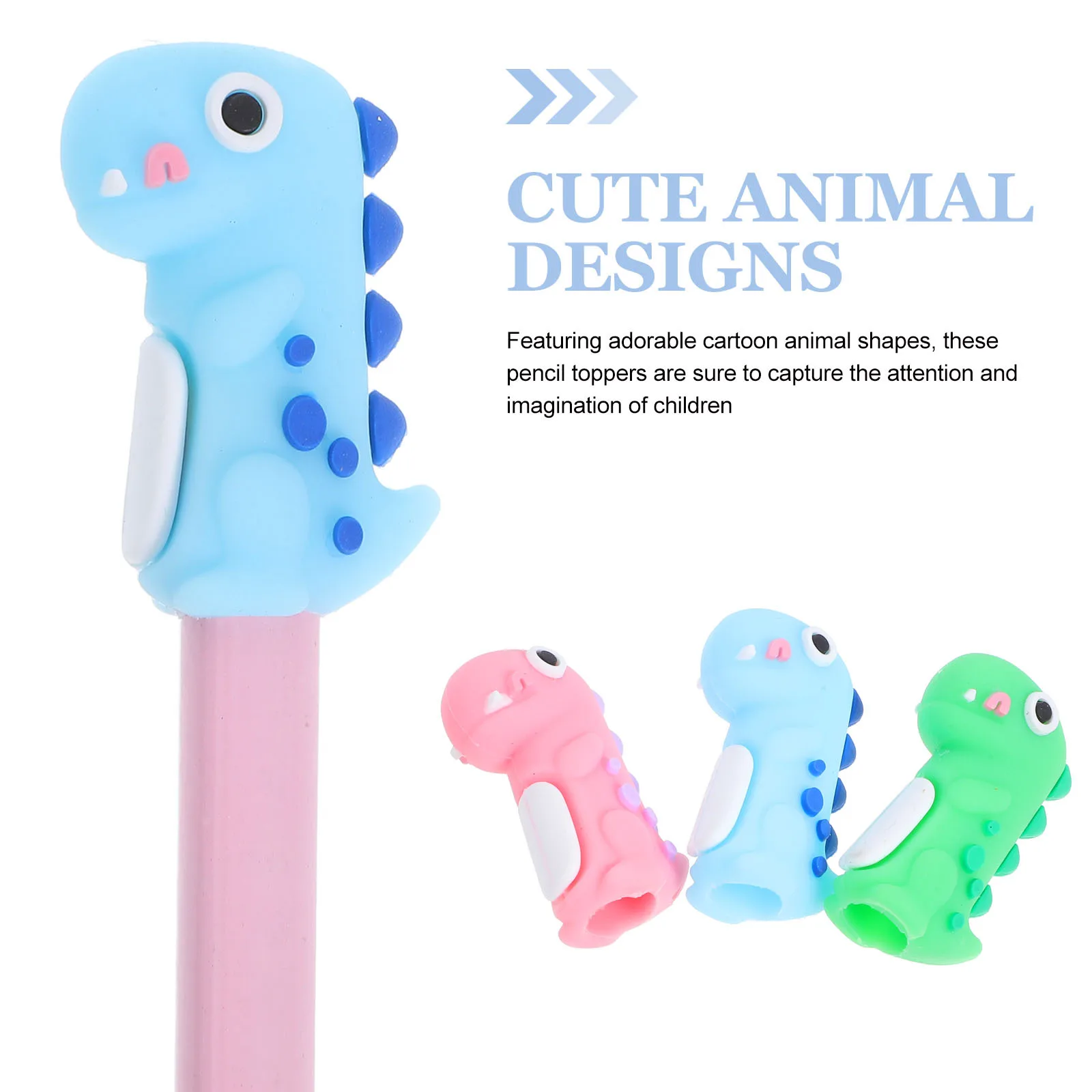 12Pcs Adorable Animal Pencil Caps Silicone Pencil Extender Decoration Accessory for School Office Home Use Classroom