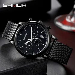 Sanda Herren uhren Casual Sports Outdoor Militär wasserdicht stoßfest automatische Gummi Quarzuhr Schock neue Luxus uhr