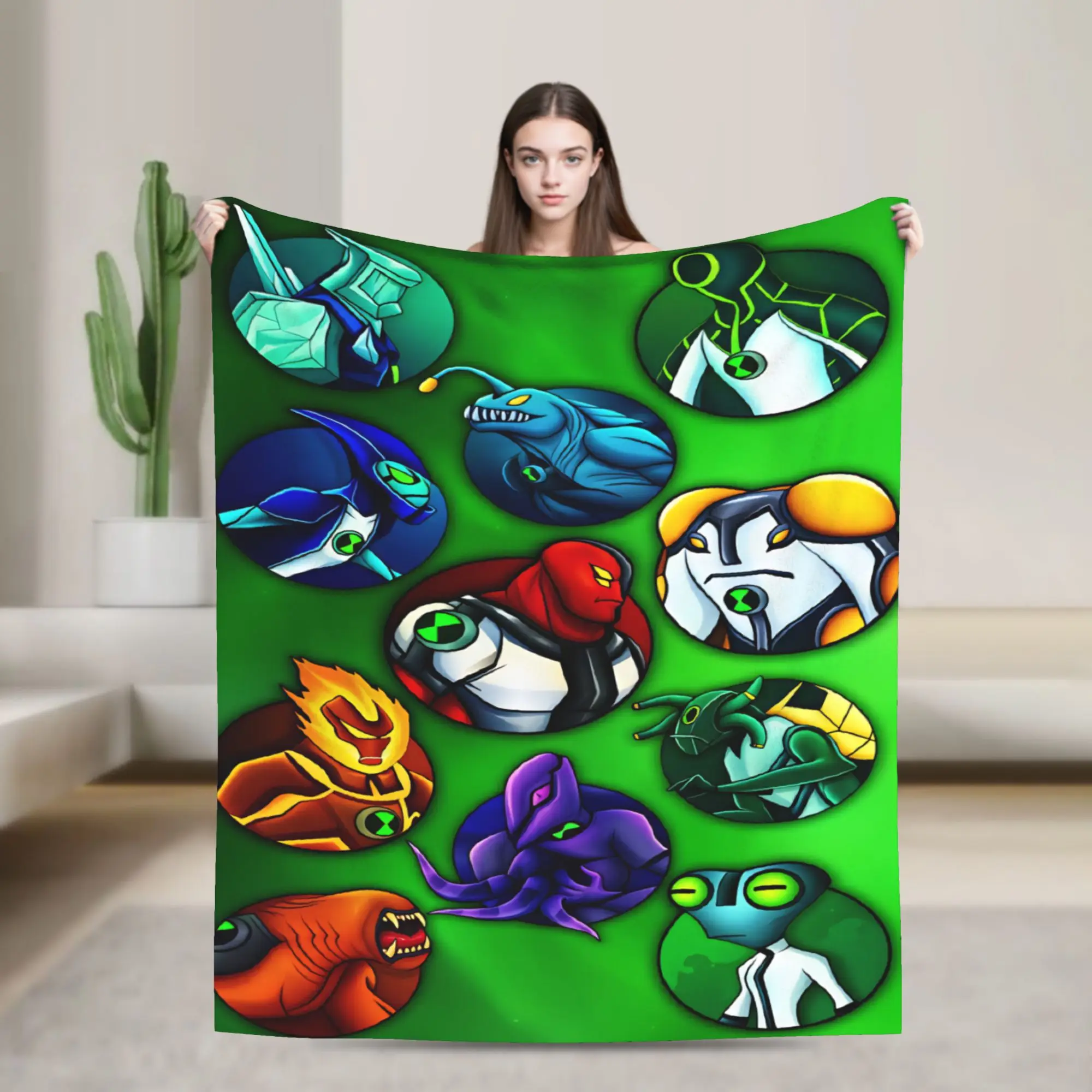 Ben 10 Cartoon Animation Blanket Quality Super Soft  Throw Blanket Winter Picnic Couch Bed Pattern Bedspread
