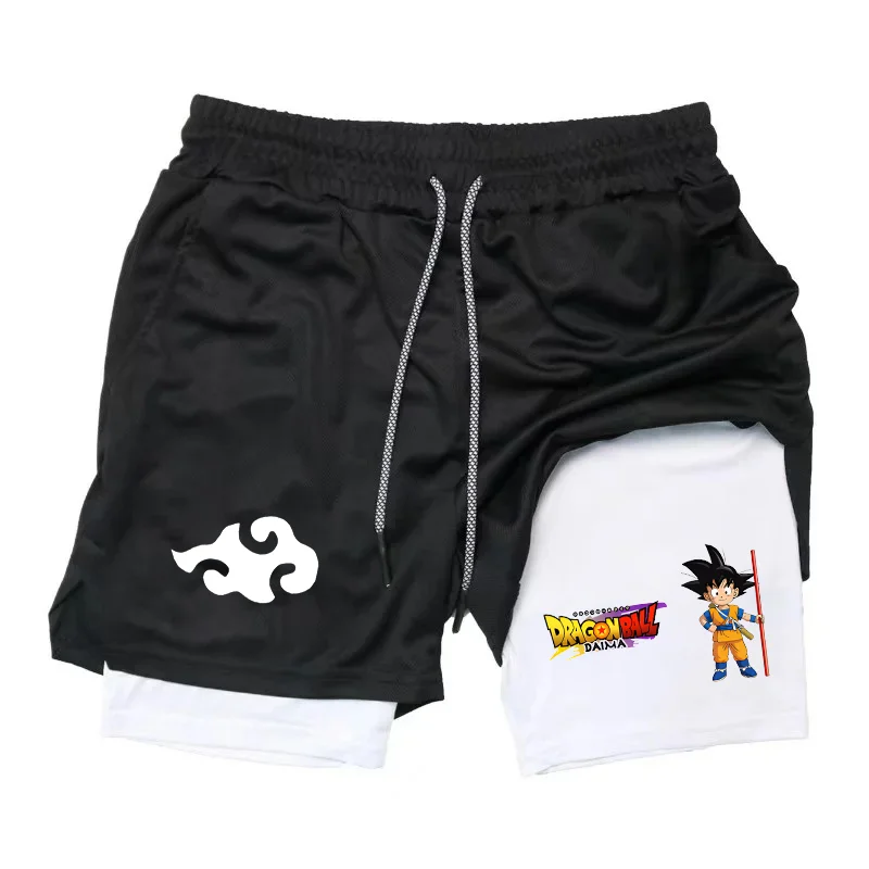 

Мужские двухслойные шорты Dragon Ball DAIMA Adult Goku 2-в-1 для фитнеса, быстросохнущие, дышащие, для бега и тренировок, с карманами