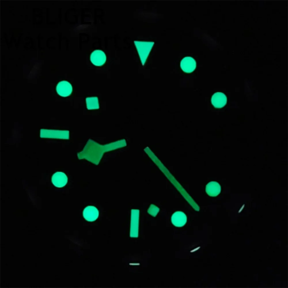 BLIGER 40mm NH34A Bronze Men's Automatic Watch GMT Function Black Yellow Dial Sapphire Glass Stainless steel Case Green Luminous