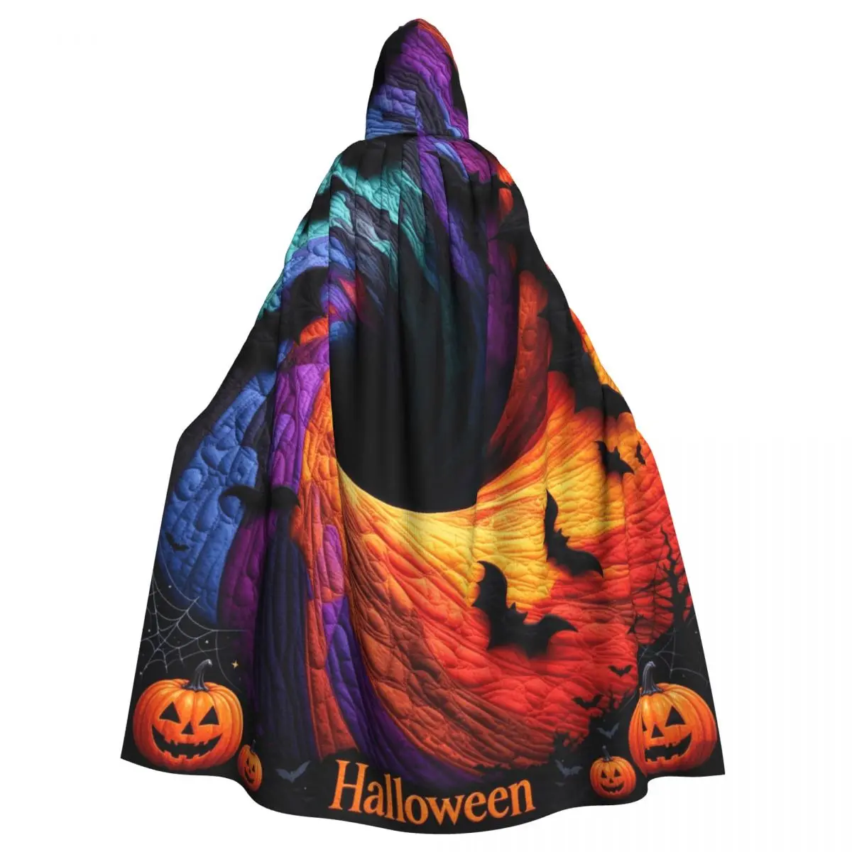 3D Illusion Halloween Hooded Cloak Pumpkin Bats Aldult Cape Funny Costume Party Accessory