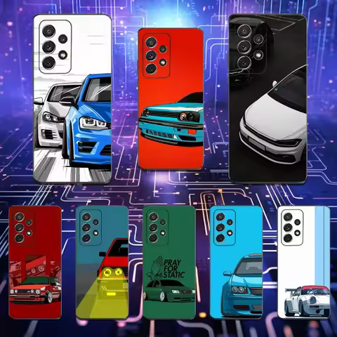 Cool V-Volkswagen G-Golf Car Phone Case For Samsung S25,S24,S23,S22,S21,S20,S10,Ultra,Plus,Lite,FE,Soft Silicone Black Cover