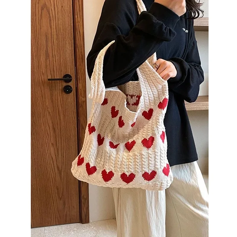 Shopping Bag Knitting Package Female Large Capacity lovely Wool Bag Dopamine Fashion Wearing