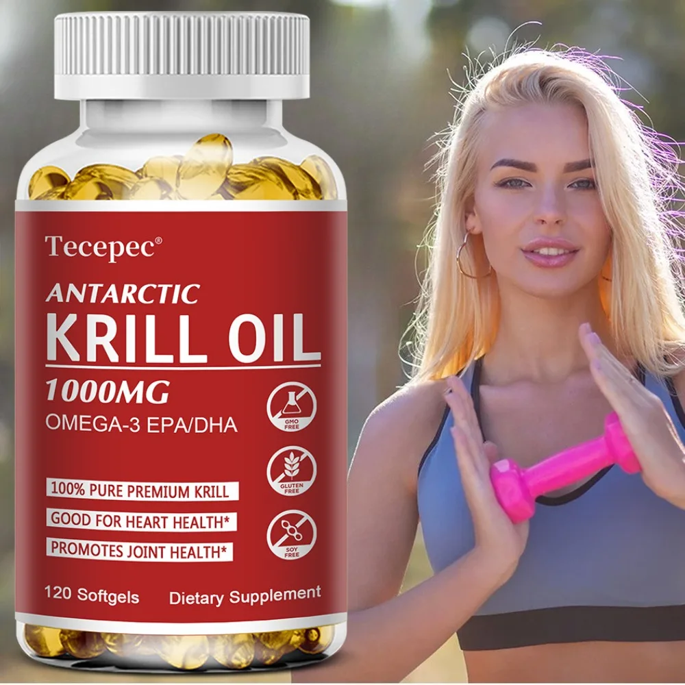 Antarctic Krill Oil Capsules OMEGA-3 and EPA/DHA with Astaxanthin Supplement for Joint, Brain, Heart Health