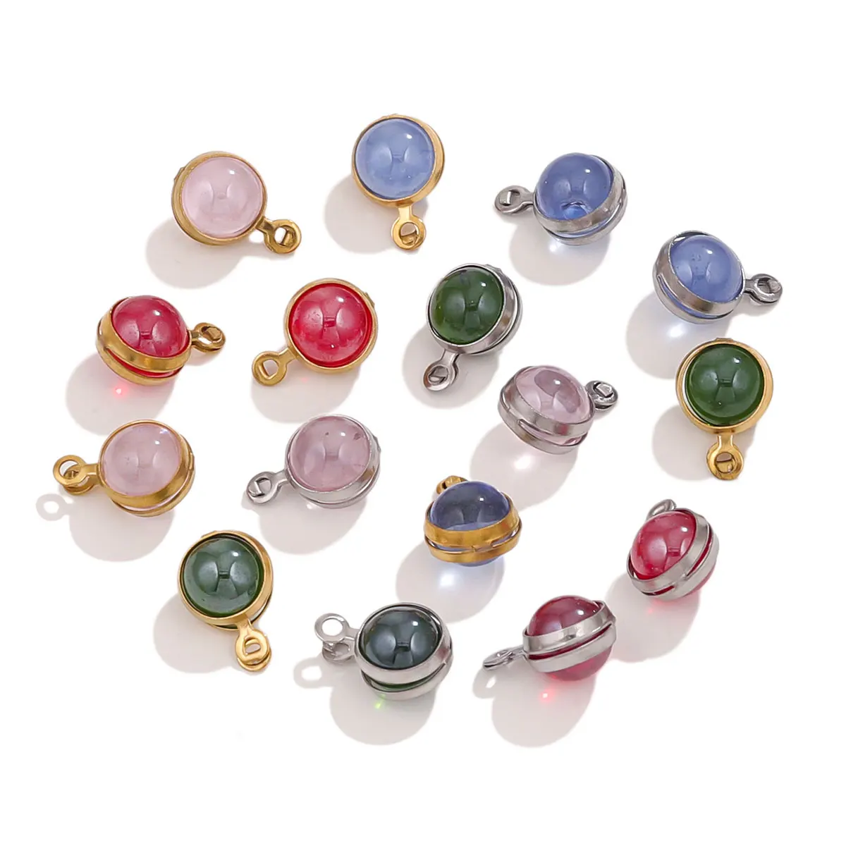 

20 PCS Stainless Steel Pendant Natural Stone Beads SuitableDIY Personalized Bracelets Necklaces Jewelry Accessories Wholesale