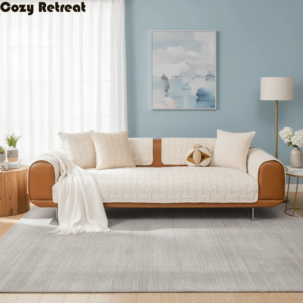 

Weaving Pattern Crystal Velvet Sofa Cushion Warm Non-Slip Sofa Towel Wearproof Nordic Style Sofa Seat Cover Cloth Living Room