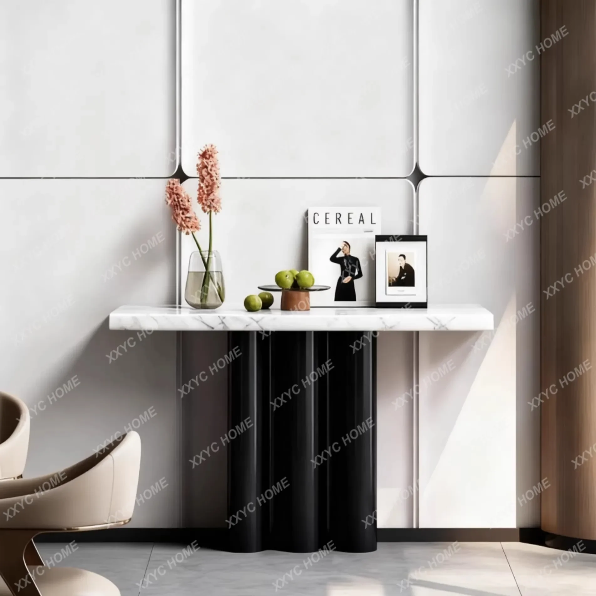 YYModern simple Xuanguan platform marble texture round side table living room decoration table high value  style