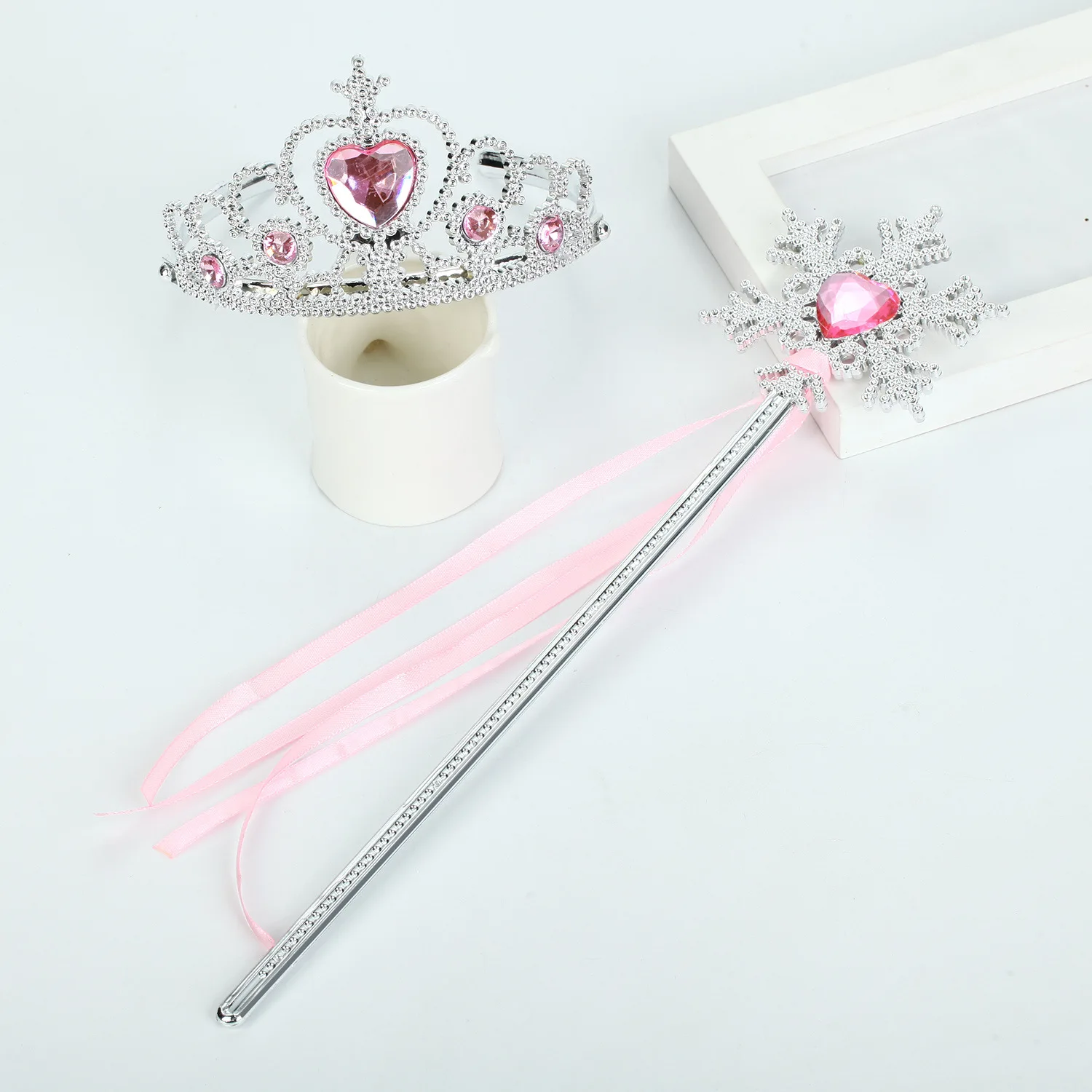 Princess Snowflake Diamond Stick Crown Set Magic Stick Queen Romance Princess Elsa Fairy Stick Children\'s Performance Props