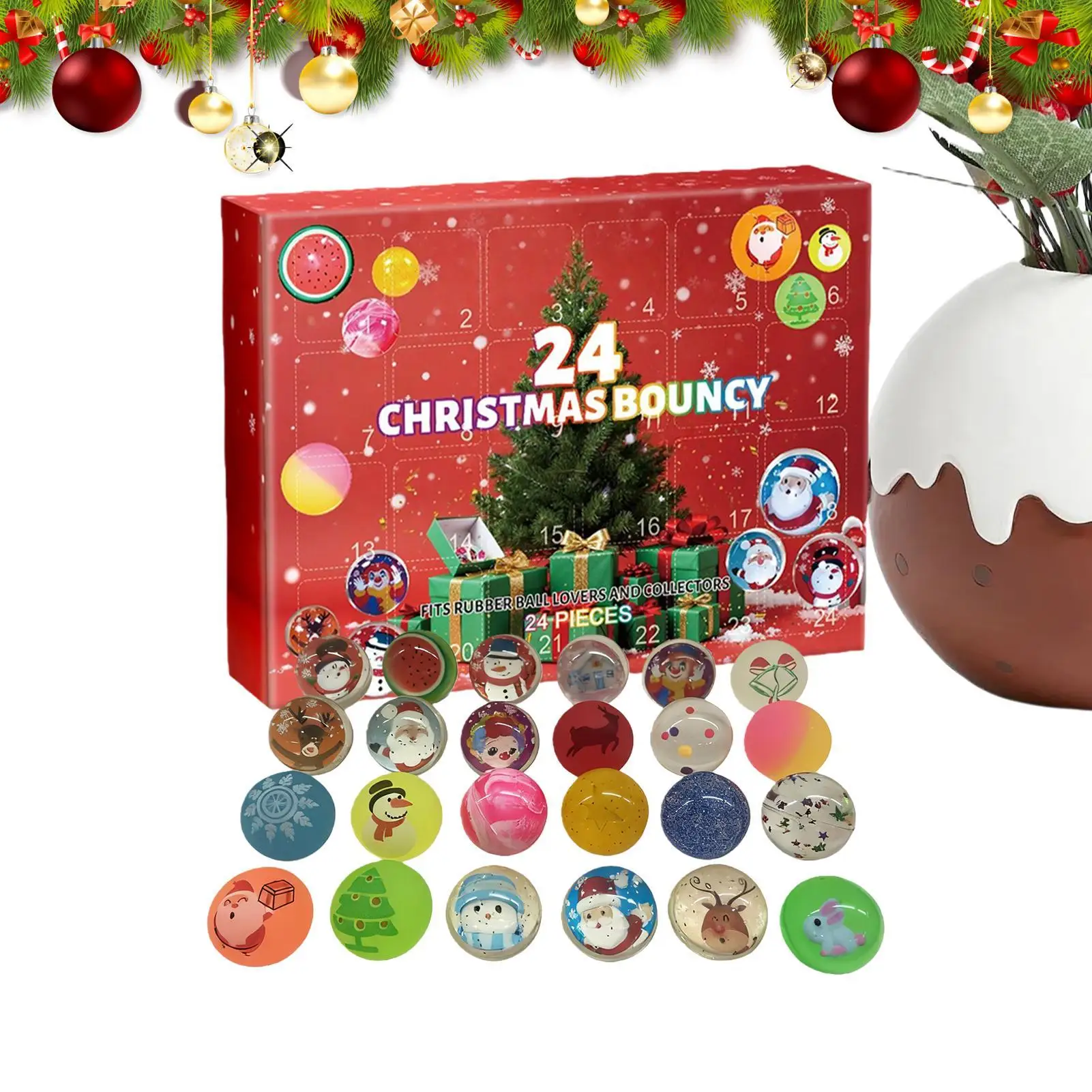 Calendario de Navidad 2025, bolas hinchables, juguetes hinchables de Adviento para niños, calendario de cuenta atrás para Festival de 24 días para aliviar el estrés, niños y niñas