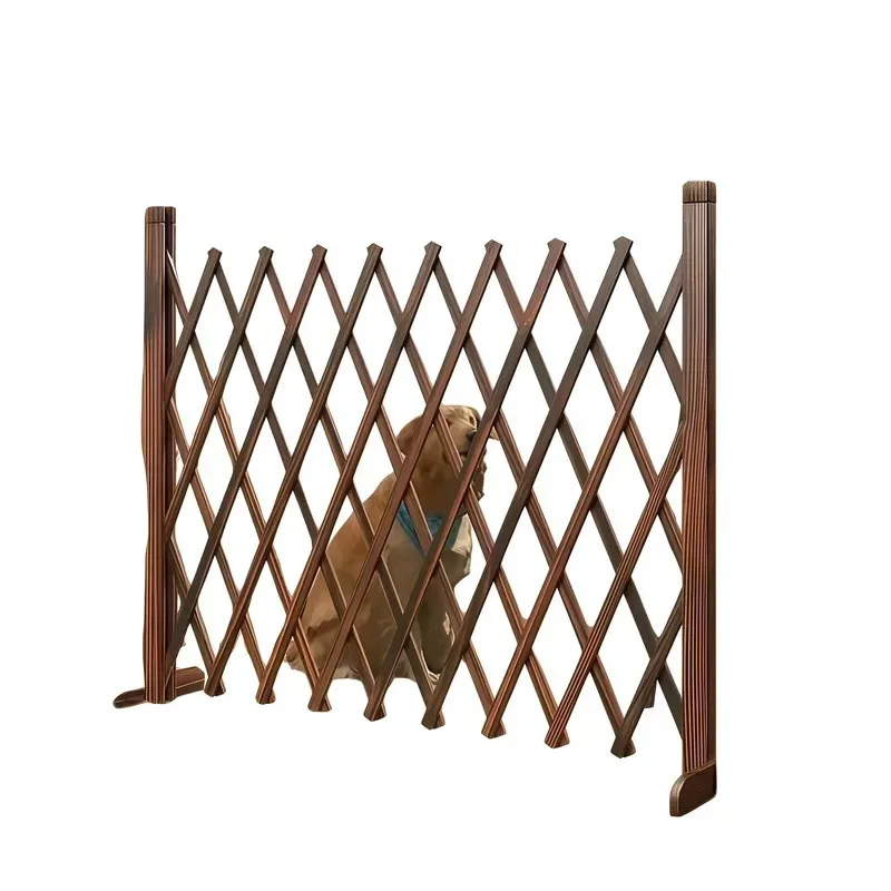 Retractable Wooden Garden Fence Expandable Pet Barrier Weatherproof Outdoor Enclosure