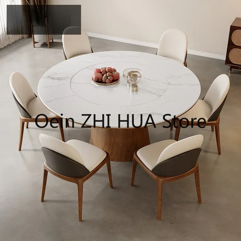 Dining Table White Tables Wood Rock Plate Round Turntable Dining Tables Simple Mesa Comedor Restaurant Furniture QF50DT