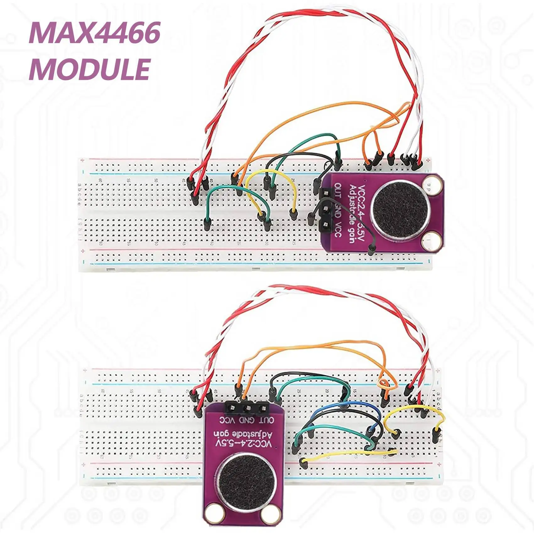 10 PCS Amplificatore per microfono a elettrete Modulo MAX4466 regolabile Preamplificatore per microfono Scheda breakout viola per Arduino