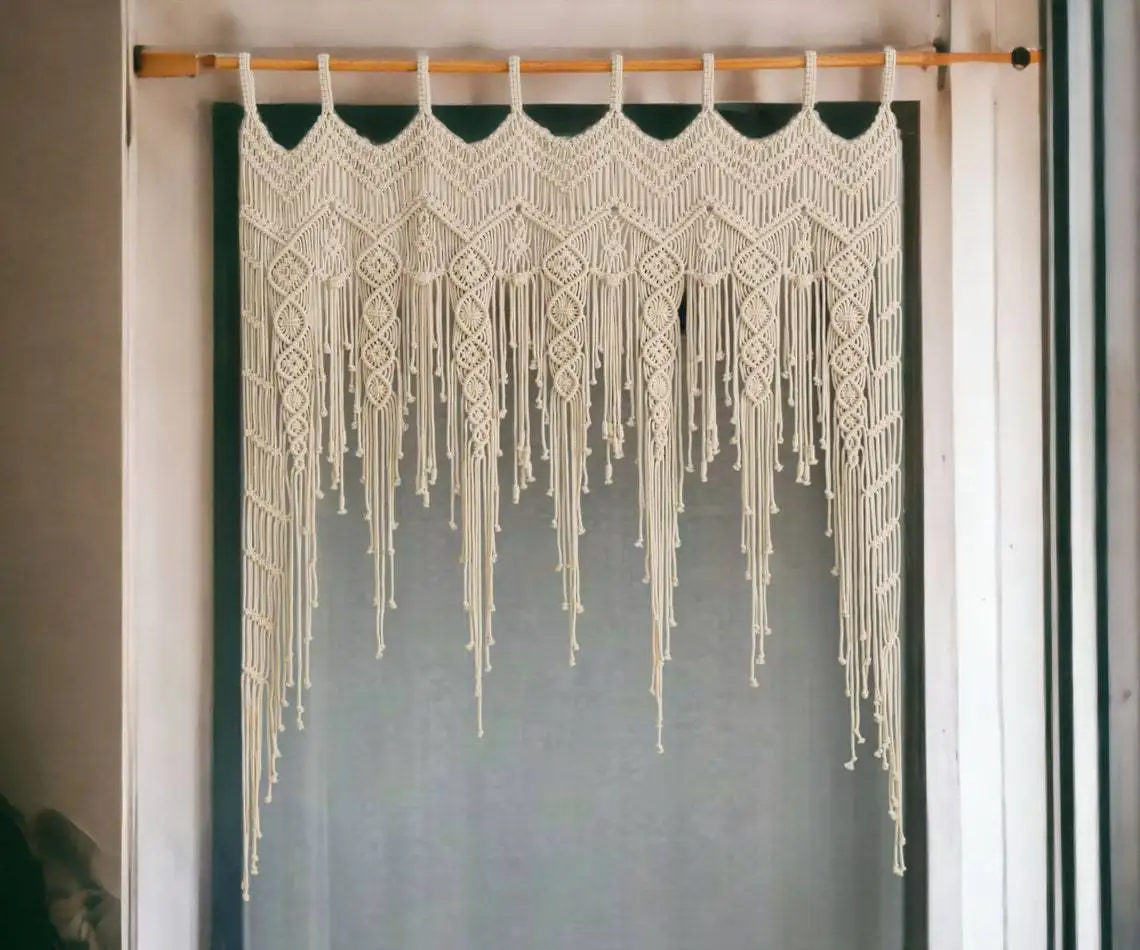 Handwoven Macrame Curtains Tapestry Hanging Window Curtain Tassel Tapestry Bedroom Wall Haings Art Boho Decor Door Curtain