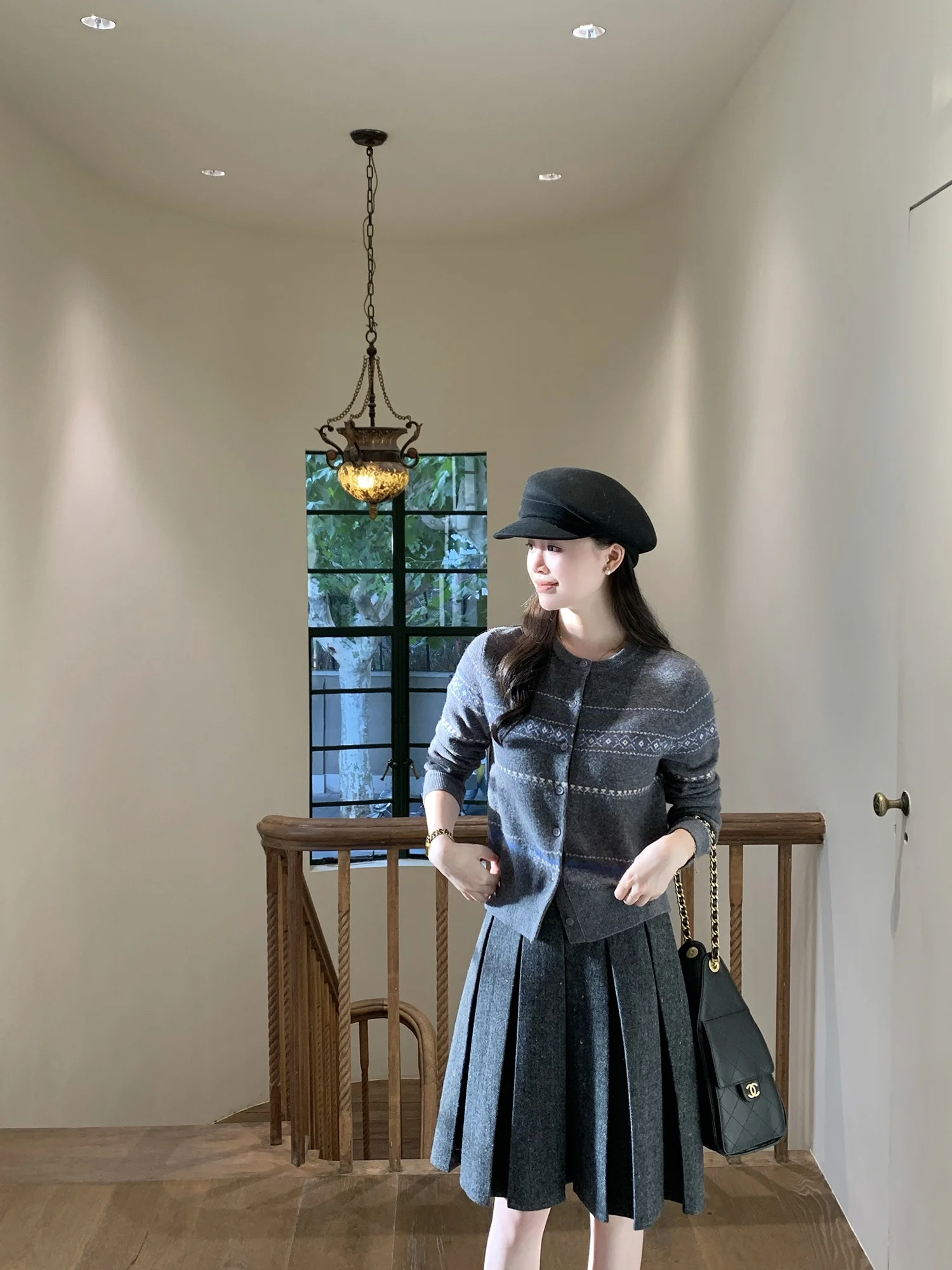 

Wang Han Yan 00% Wool Fair Isle Sle Casual round Ne Knitted Sweater Women Autumn Winter Faion Vintage Striped Design